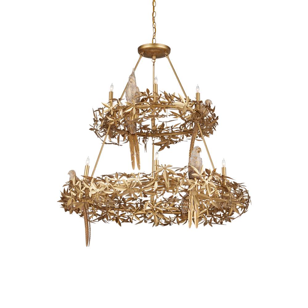 Currey And Company 9000-1321 Gold Aviary Gold Two-tier Chandelier Image 8