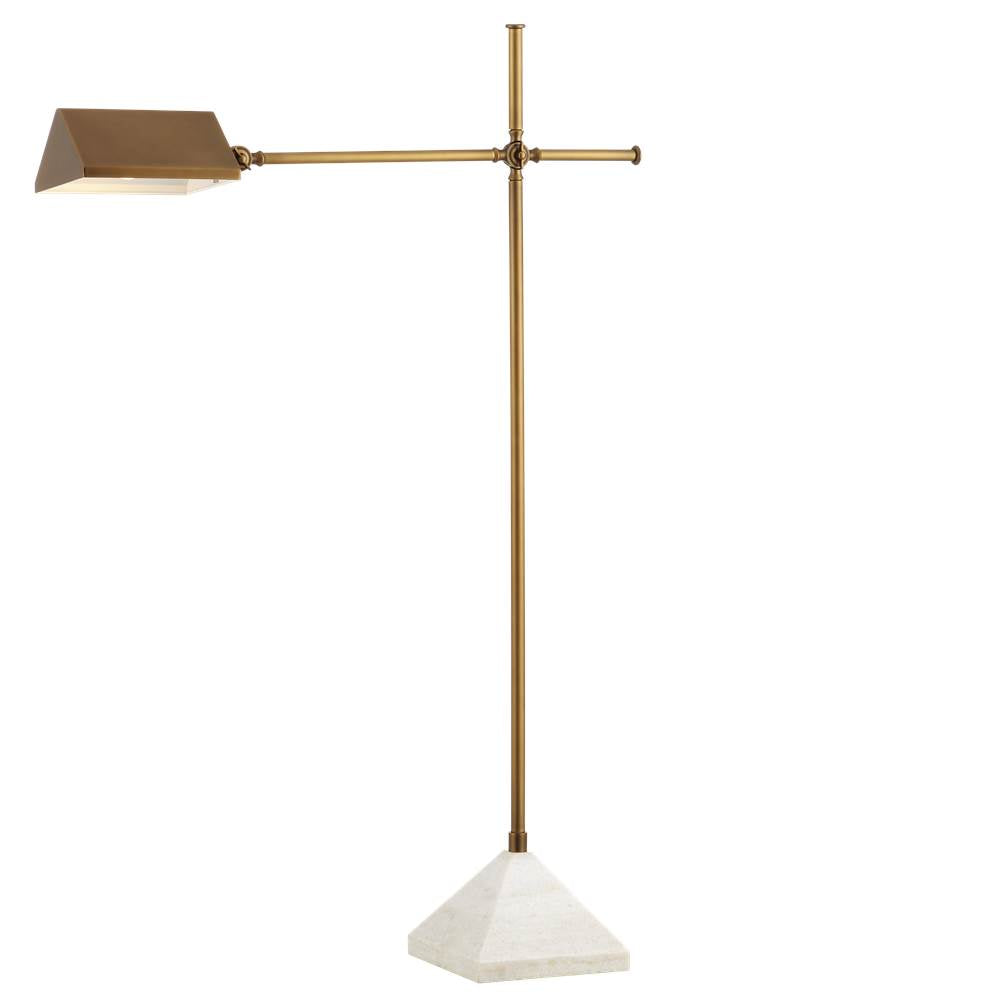 Currey And Company 8000-0134 Antique Brass,White Repertoire Brass Floor Lamp Image 5