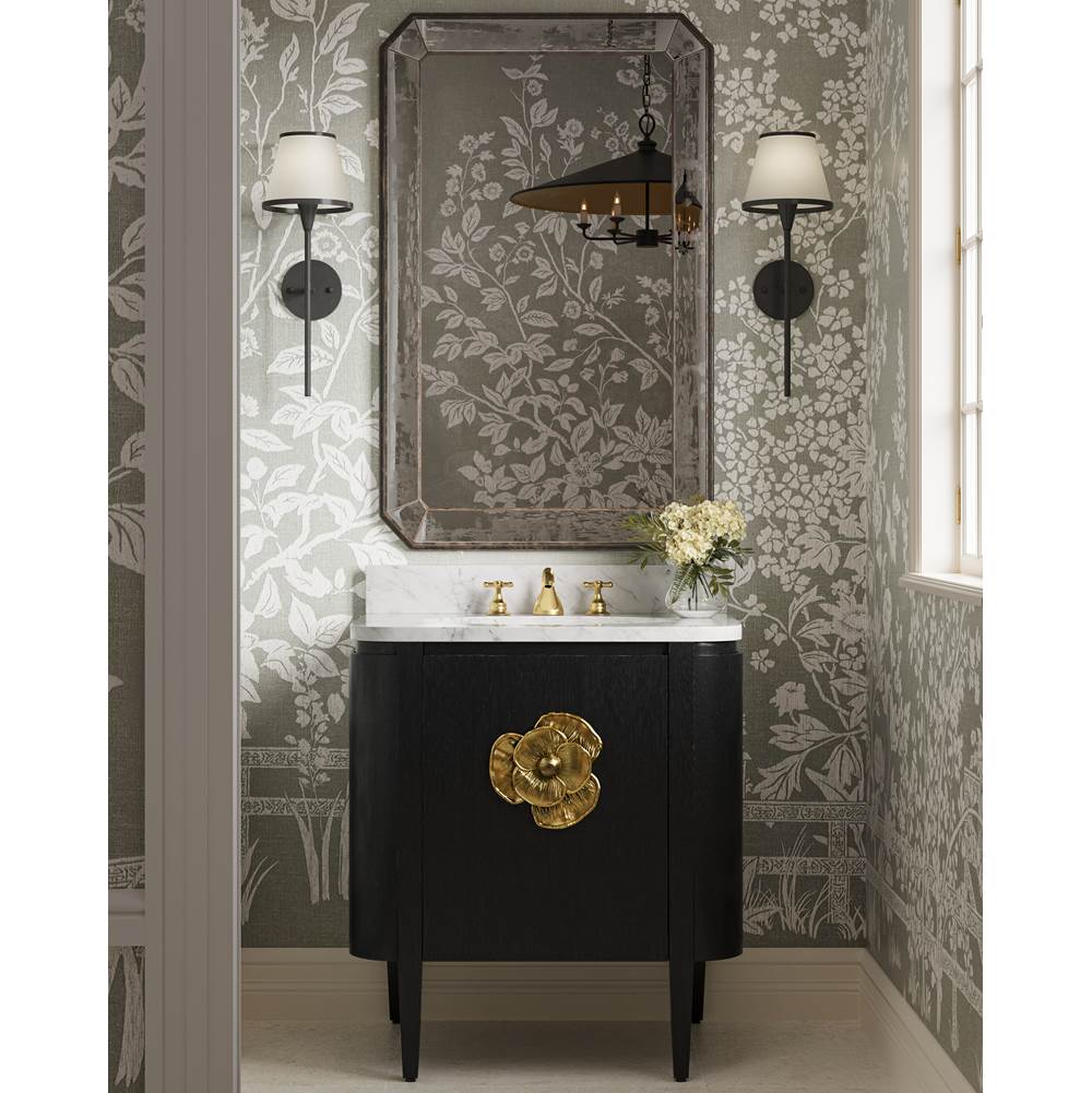 Currey And Company 3800-0003 Caviar Black,Natural,White,Light Antique Brass Briallen 30'' Black Vanity With Oval Undermount Sink Image 3