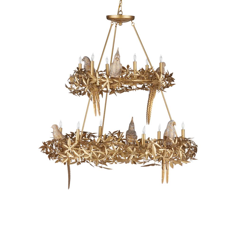 Currey And Company 9000-1321 Gold Aviary Gold Two-tier Chandelier Image 7