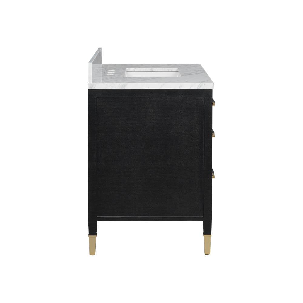 Currey And Company 3800-0006 Black Lacquered Linen,Natural,White,Champagne Verona 36'' Black Linen Vanity With Rectangular Undermount Sink Image 4