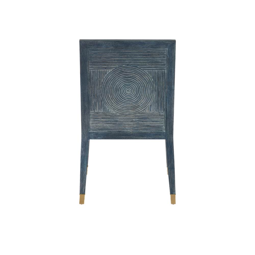Currey And Company 7000-0872 Vintage Navy,Performance Barrett Dusk,Satin Brass Santos Vintage Navy Side Chair, Barrett Dusk Image 2