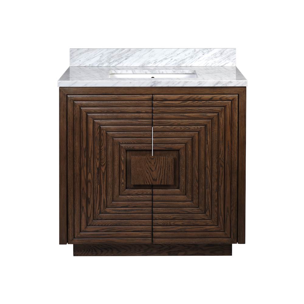 Currey And Company 3800-0012  Morombe 36'' Cocoa Marble Vanity With Rectangular Undermount Sink Image 6