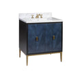 Currey And Company 3800-0008 Dark Sapphire,Caviar Black,Natural,White,Antique Brass Kallista 30'' Blue Vanity With Rectangular Undermount Sink Image 1