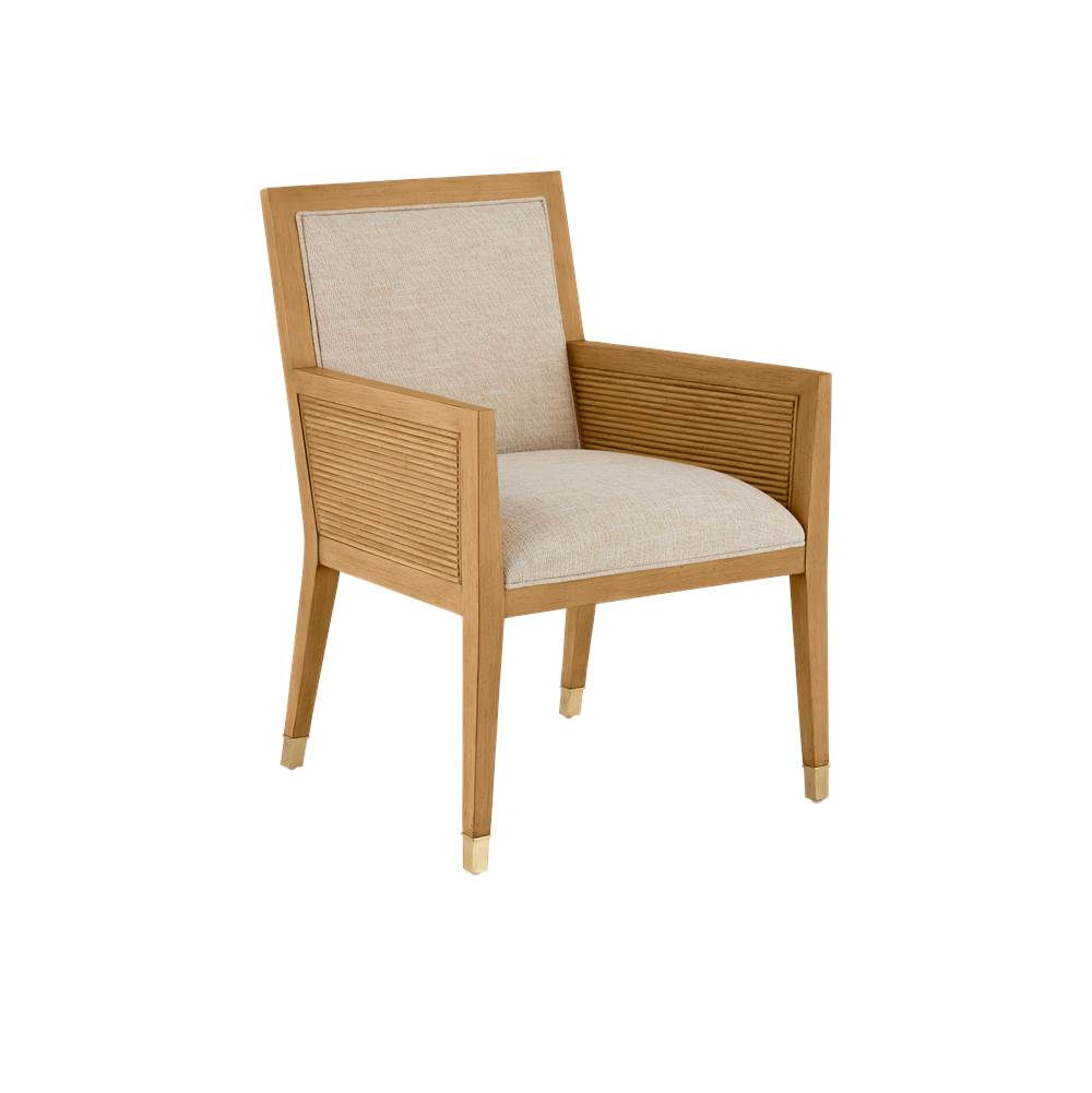 Currey And Company 7000-0862 Sea Sand,Uv Liller Malt,Satin Brass Santos Sea Sand Armchair, Liller Malt Image 1