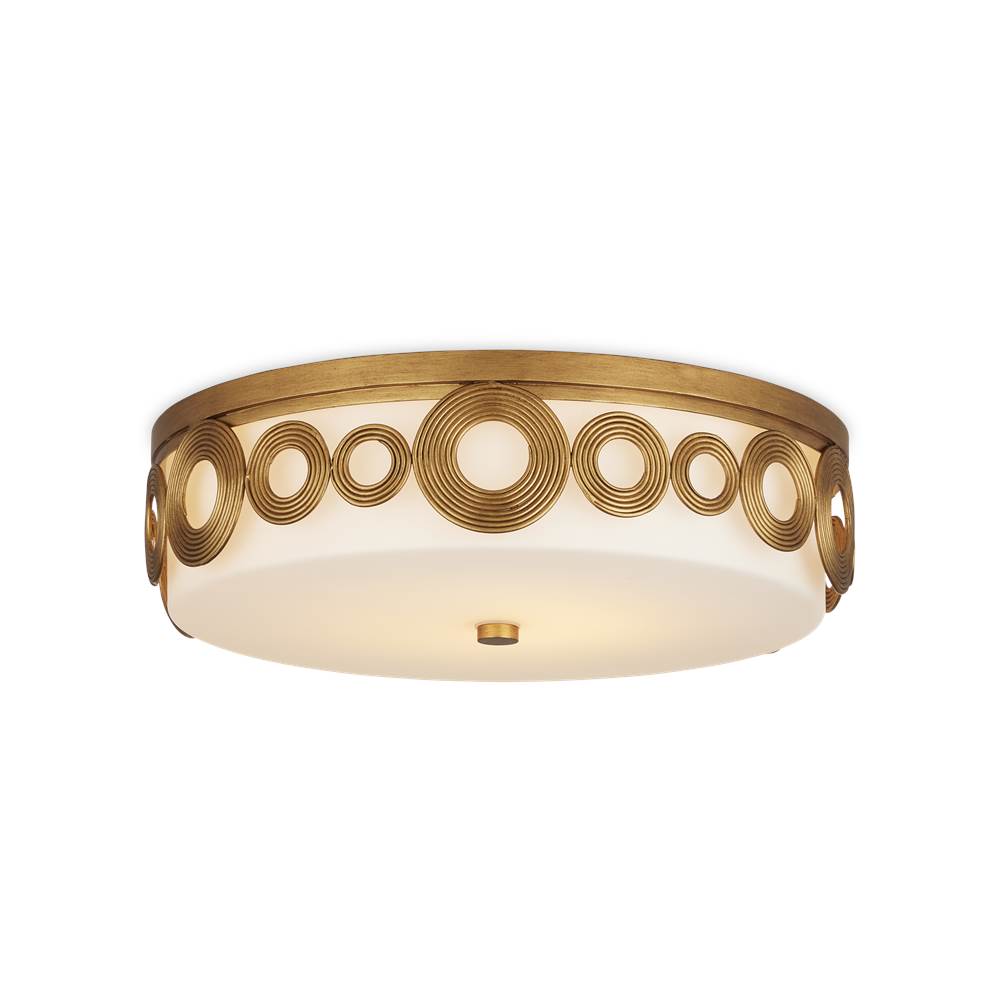 Currey And Company 9999-0076 Brass,Opaque White Gyges Flush Mount Image 1