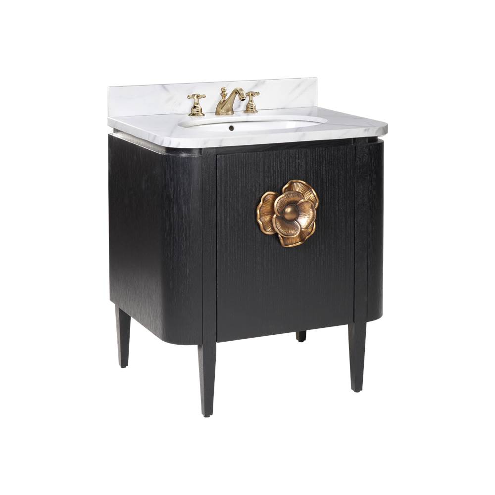 Currey And Company 3800-0003 Caviar Black,Natural,White,Light Antique Brass Briallen 30'' Black Vanity With Oval Undermount Sink Image 1