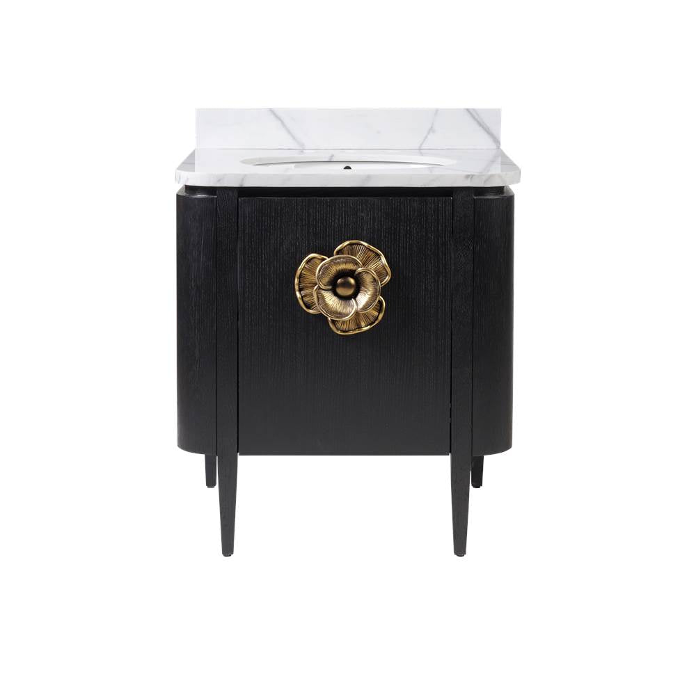 Currey And Company 3800-0003 Caviar Black,Natural,White,Light Antique Brass Briallen 30'' Black Vanity With Oval Undermount Sink Image 7