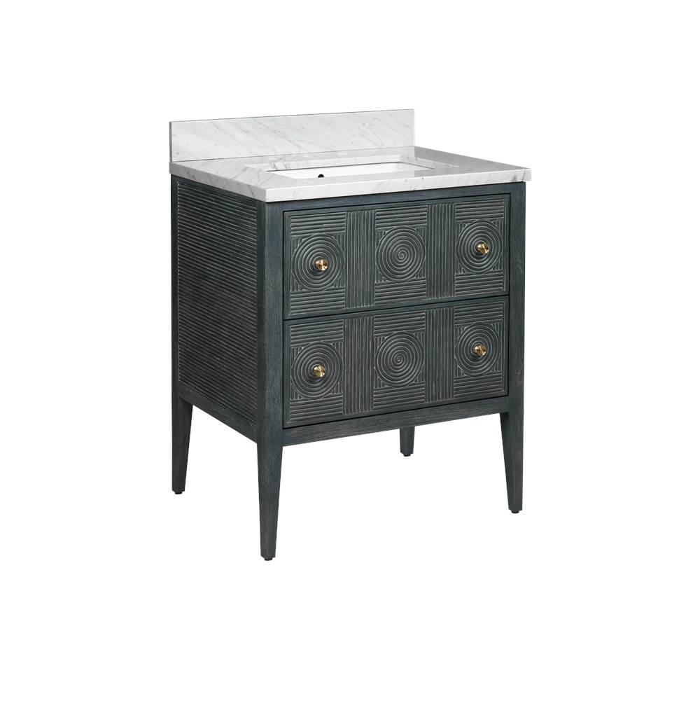 Currey And Company 3800-0009 Vintage Navy,Natural,White,Brushed Brass,Polished Nickel Santos 28'' Vintage Navy Vanity With Rectangular Undermount Sink Image 4