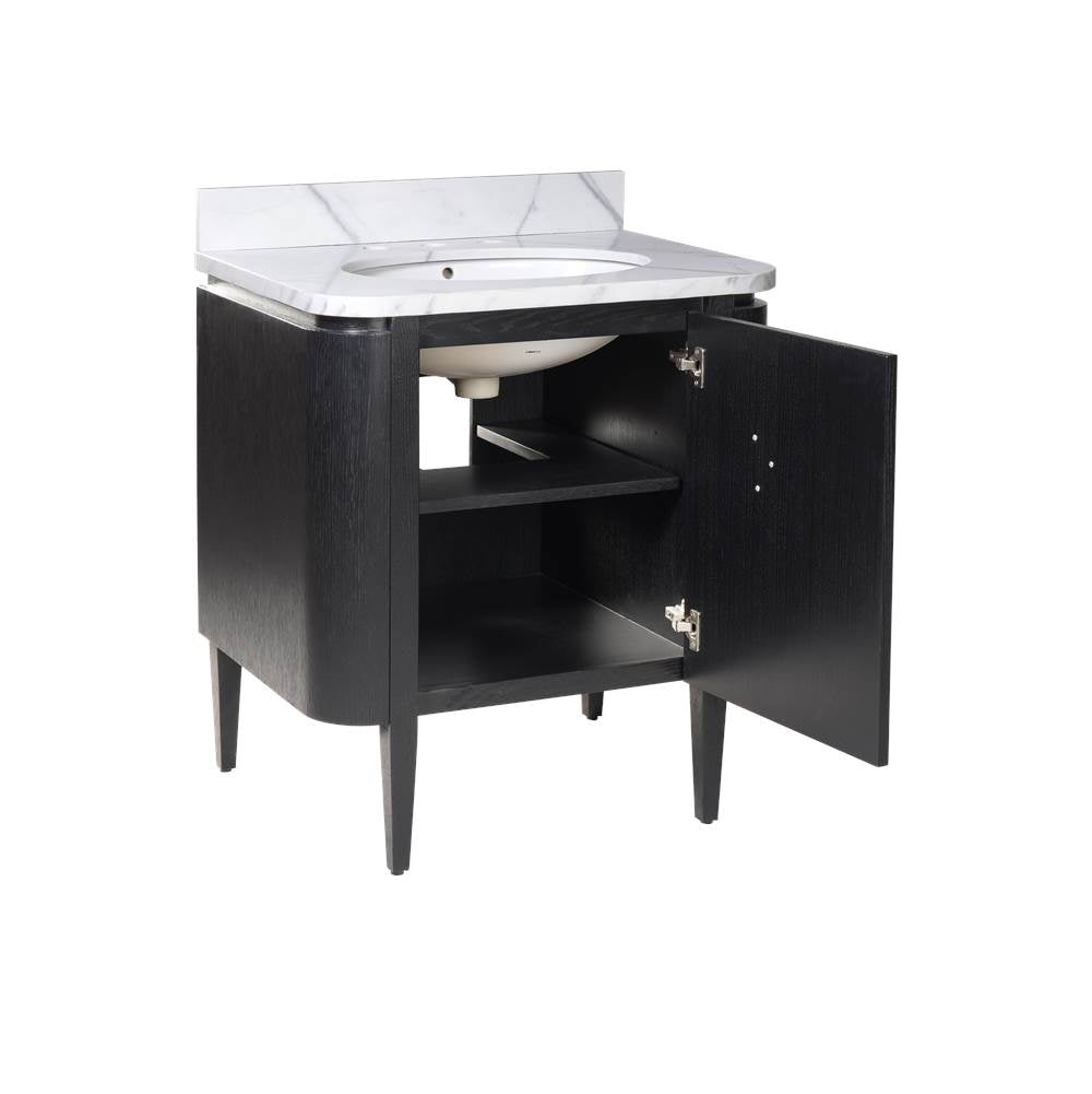 Currey And Company 3800-0003 Caviar Black,Natural,White,Light Antique Brass Briallen 30'' Black Vanity With Oval Undermount Sink Image 5