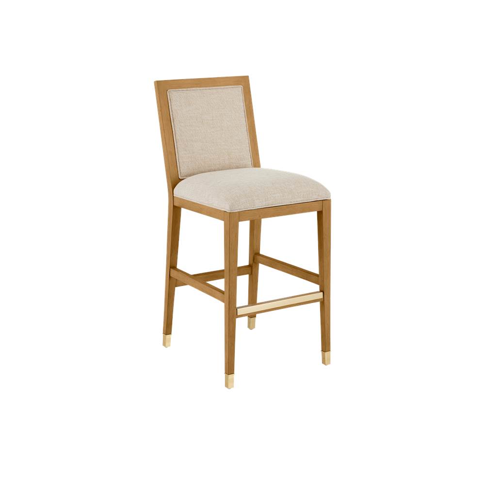 Currey And Company 7000-0912 Sea Sand,Uv Liller Malt,Satin Brass Santos Sea Sand Bar Stool, Liller Malt Image 1