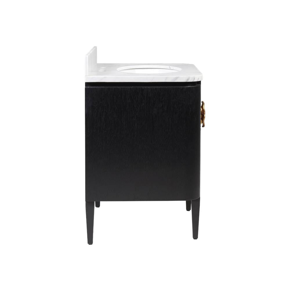 Currey And Company 3800-0003 Caviar Black,Natural,White,Light Antique Brass Briallen 30'' Black Vanity With Oval Undermount Sink Image 4