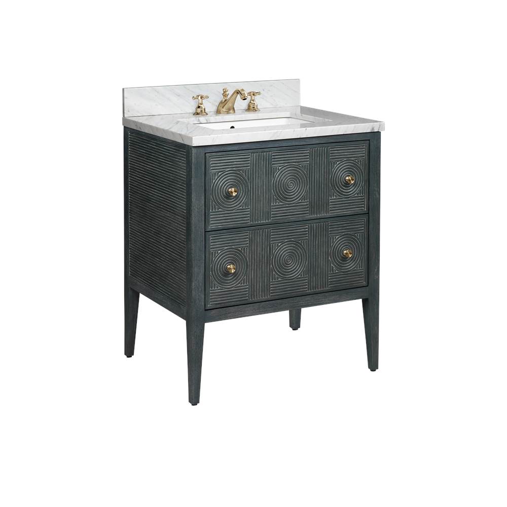 Currey And Company 3800-0009 Vintage Navy,Natural,White,Brushed Brass,Polished Nickel Santos 28'' Vintage Navy Vanity With Rectangular Undermount Sink Image 1