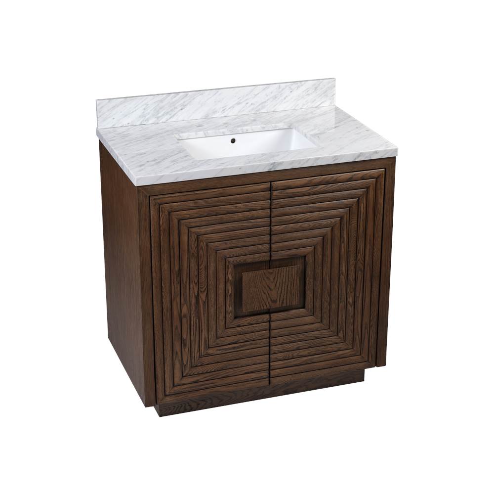 Currey And Company 3800-0012  Morombe 36'' Cocoa Marble Vanity With Rectangular Undermount Sink Image 4