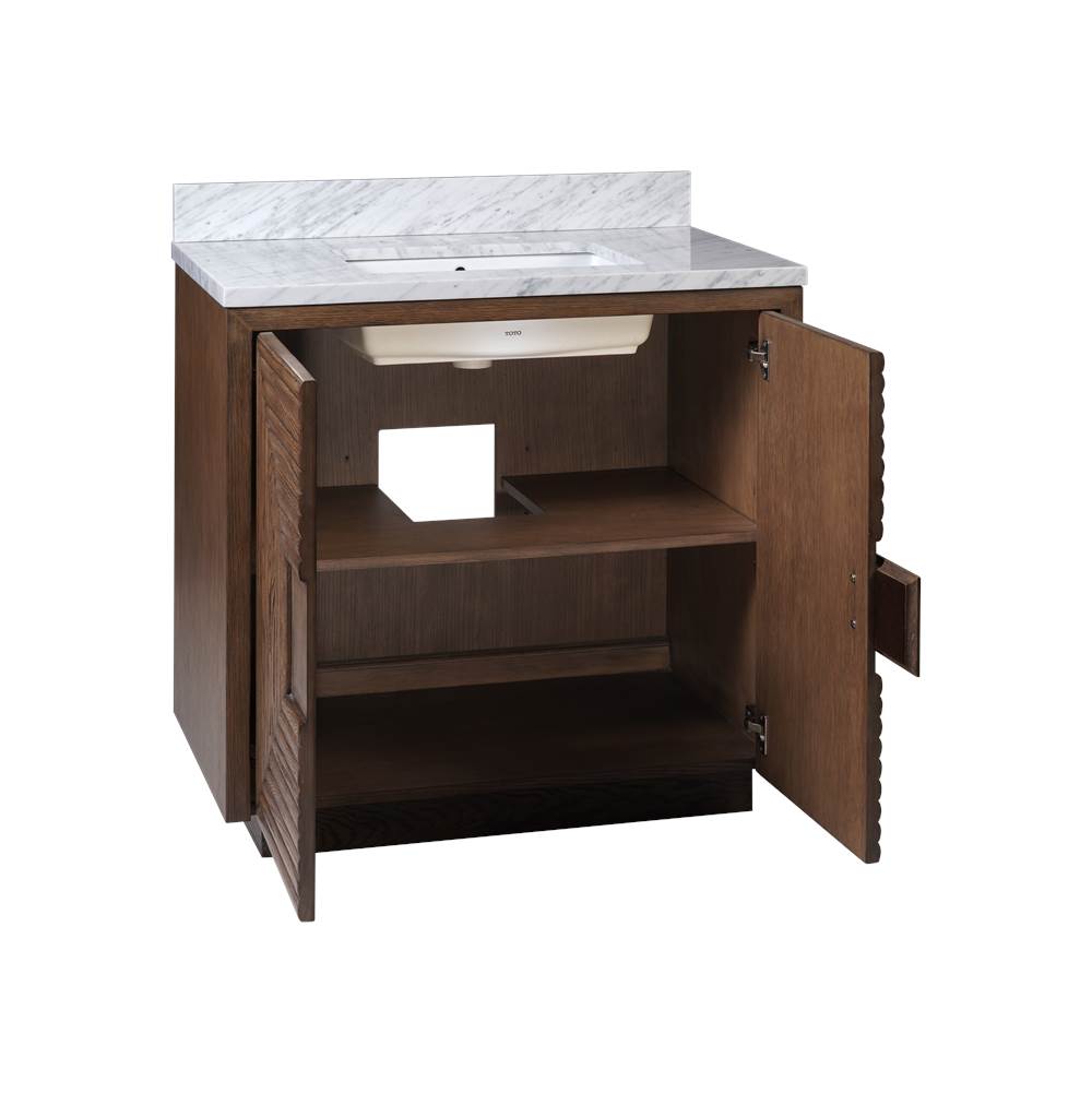 Currey And Company 3800-0012  Morombe 36'' Cocoa Marble Vanity With Rectangular Undermount Sink Image 2