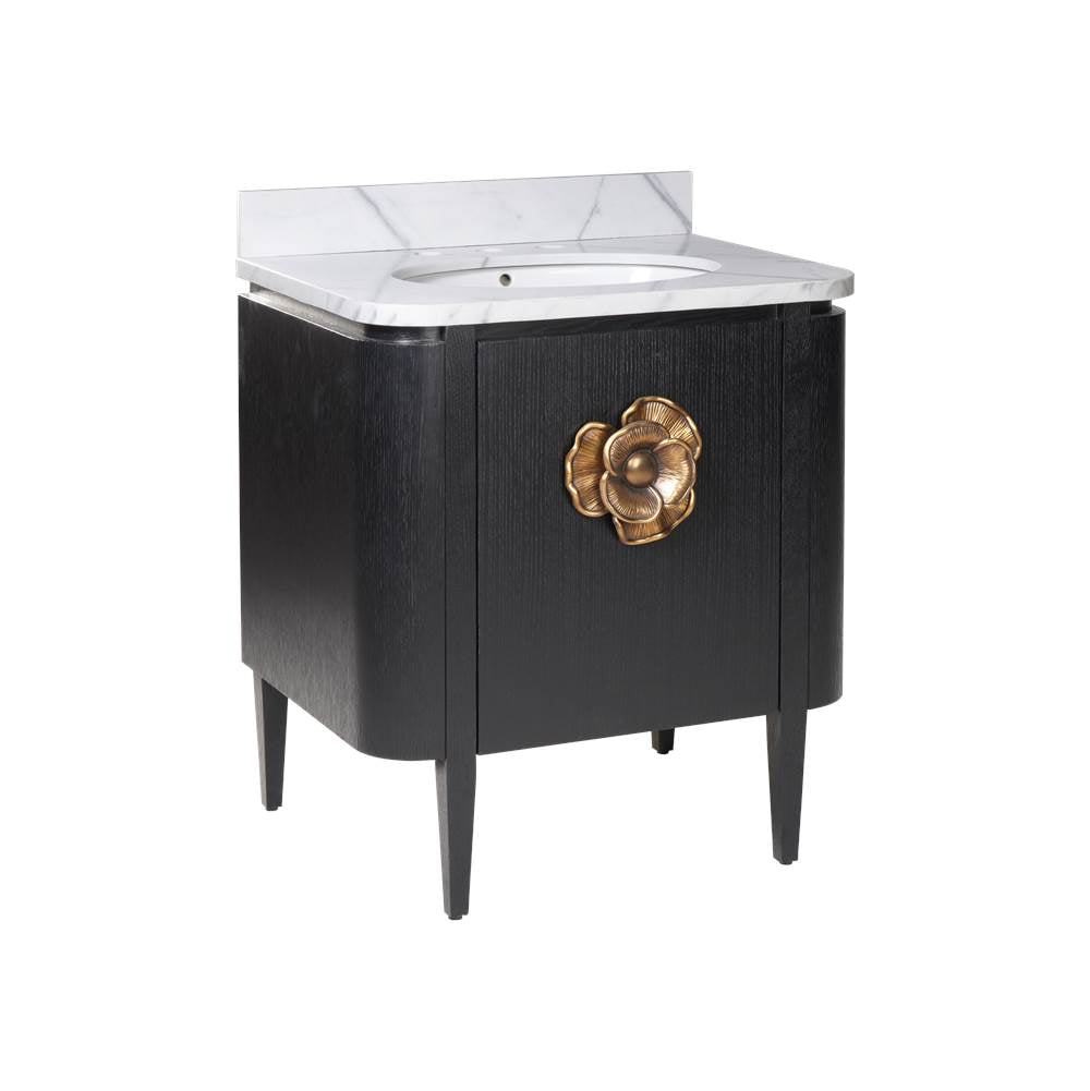 Currey And Company 3800-0003 Caviar Black,Natural,White,Light Antique Brass Briallen 30'' Black Vanity With Oval Undermount Sink Image 8
