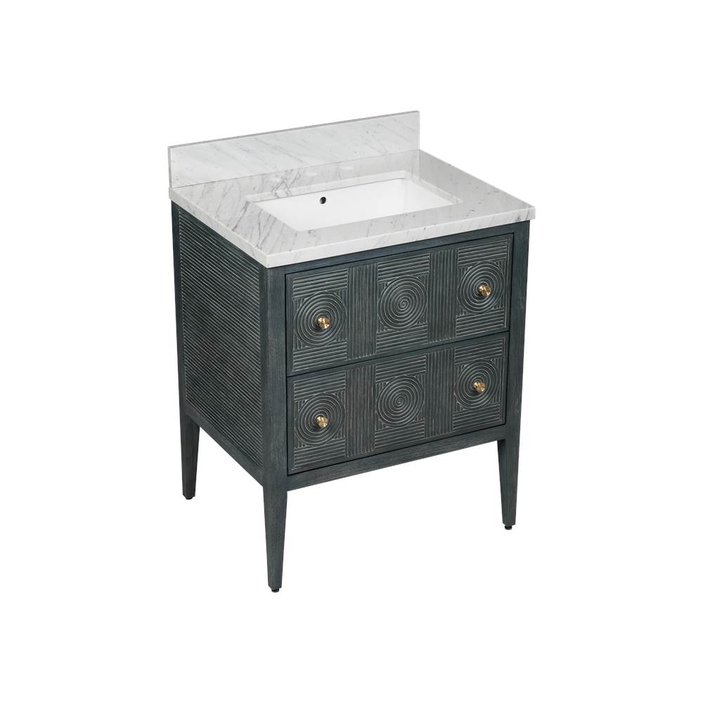Currey And Company 3800-0009 Vintage Navy,Natural,White,Brushed Brass,Polished Nickel Santos 28'' Vintage Navy Vanity With Rectangular Undermount Sink Image 3