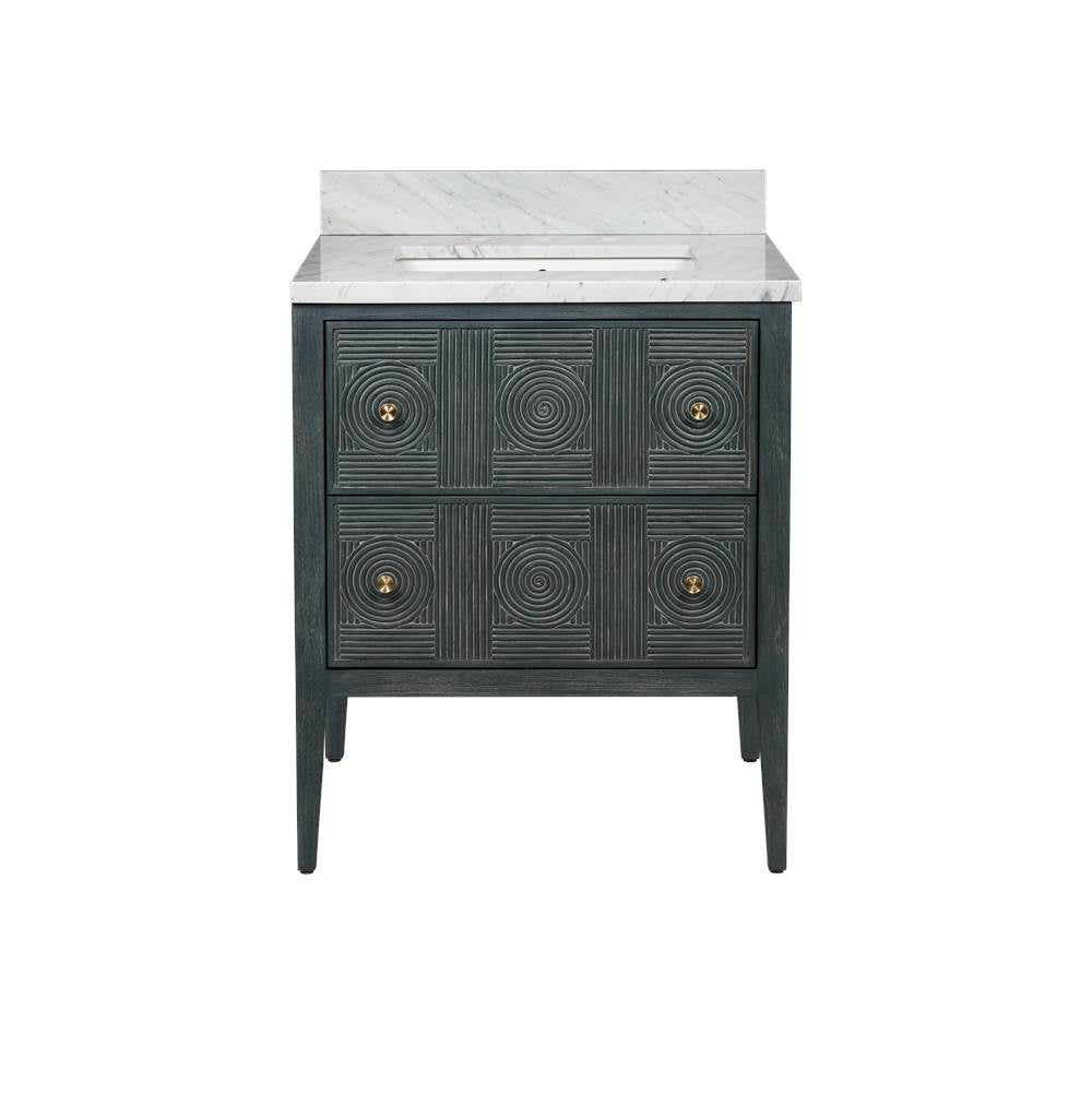 Currey And Company 3800-0009 Vintage Navy,Natural,White,Brushed Brass,Polished Nickel Santos 28'' Vintage Navy Vanity With Rectangular Undermount Sink Image 2