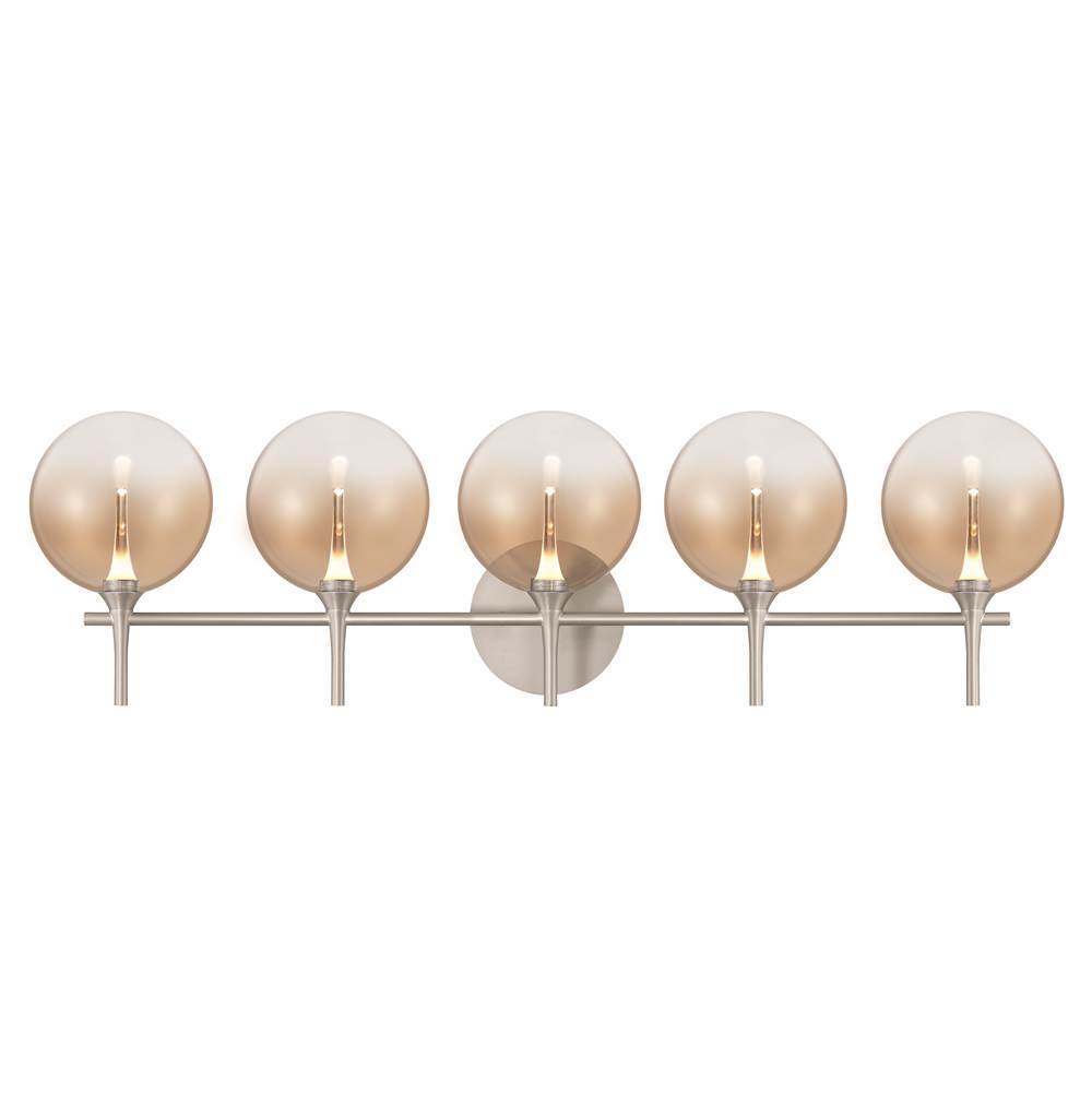 Eurofase Iissa, Vanity, 5lt, Satin Nickel, Amber Glass