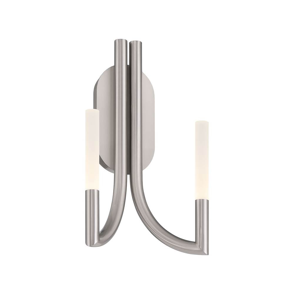 Eurofase Olette, Wall Sconce, 2-light, 17'', Brushed Nickel, Frosted Acrylic