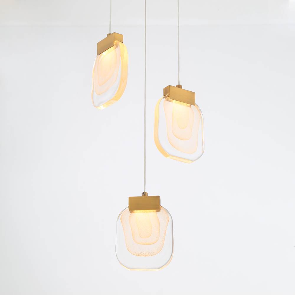Eurofase 38042-010 Matte Gold Paget, Chandelier, 3-light, 10'', Matte Gold, Clear Glass Image 4