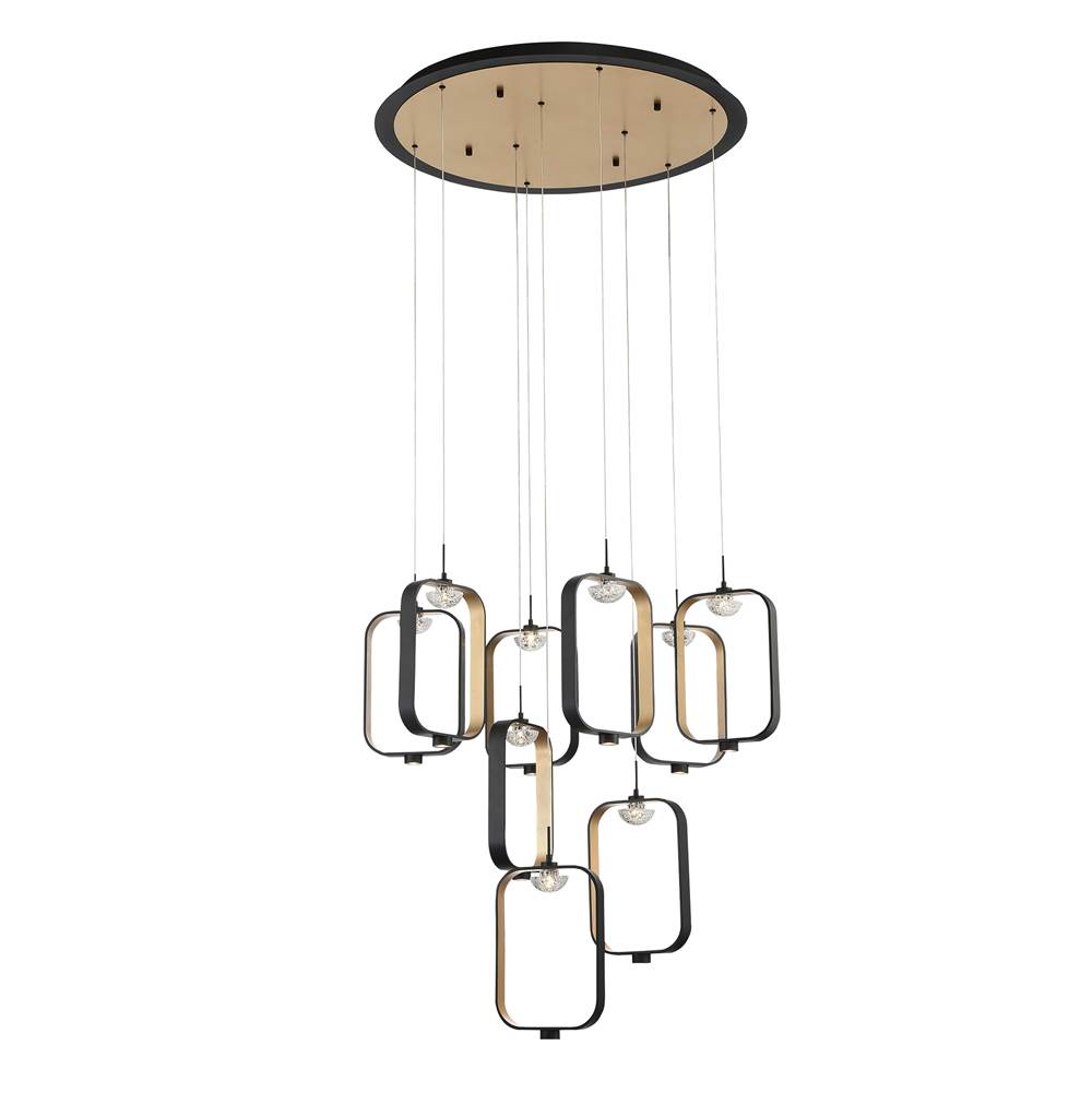 Eurofase Dagmar, Chandelier, 9-light, 33'', Gold-black Mix, Clear Glass