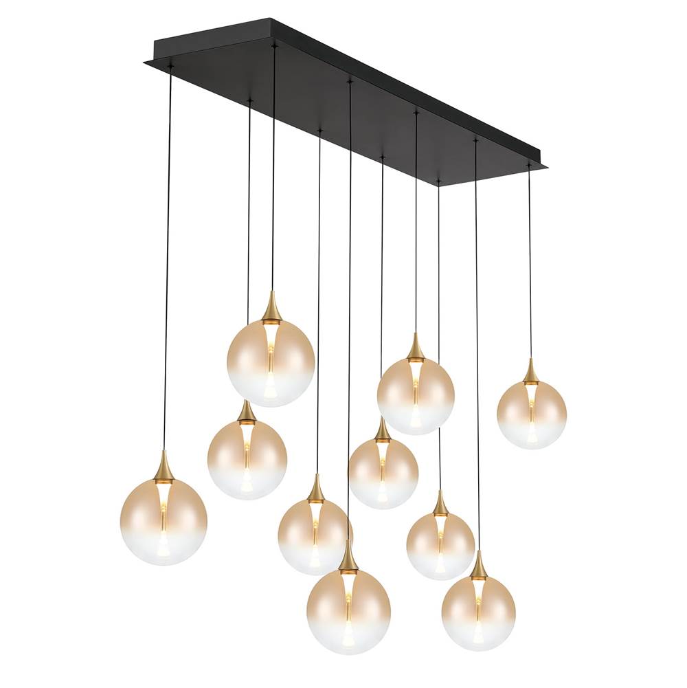 Eurofase 48932-035 Gold Iissa, Chandelier, 10-light, 47'', Gold, Amber Glass Image 2