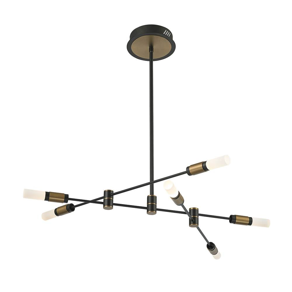 Eurofase 37050-016 Brass Black Mix Albany, Chandelier, 6-light, 32'', Brass-black Mix, White Acrylic Image 1