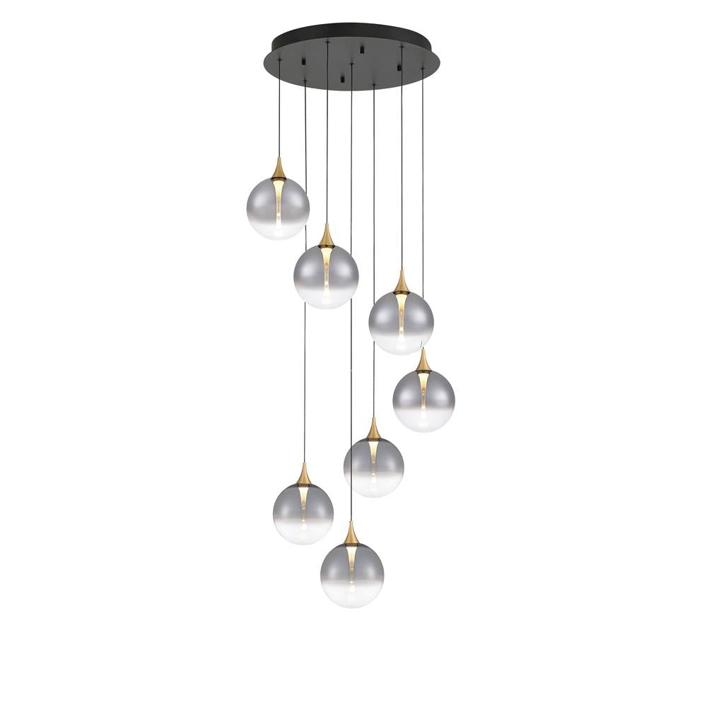 Eurofase Iissa, Chandelier, 7-light, 21'', Gold, Smoked Glass