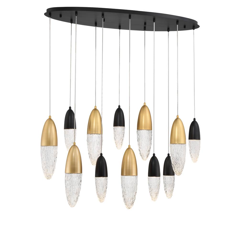Eurofase 43861-042 Gold Black Mix Ecrou, Chandelier, 12-light, 44'', Gold-black Mix, Clear Glass Image 3
