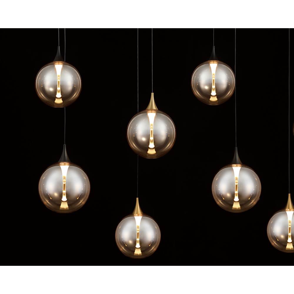 Eurofase 48940-030 Gold Black Mix Iissa, Chandelier, 14-light, 72'', Gold-black Mix, Amber Glass Image 3