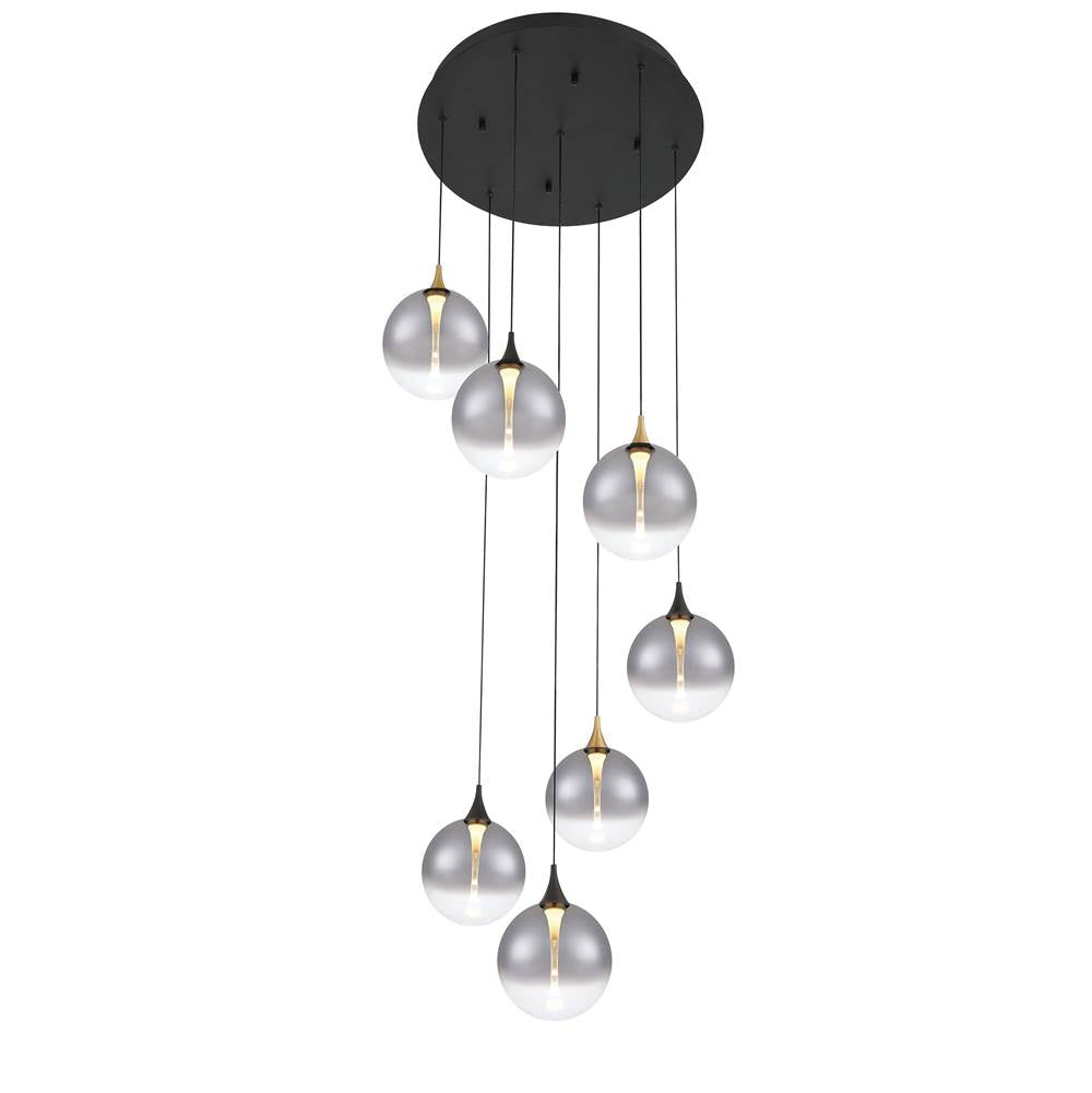 Eurofase 48930-024 Gold Black Mix Iissa, Chandelier, 7-light, 21'', Gold-black Mix, Smoked Glass Image 2