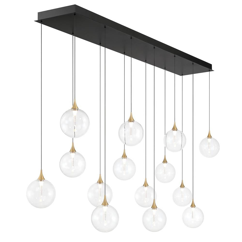 Eurofase 48938-013 Gold Iissa, Chandelier, 14-light, 72'', Gold, Clear Glass Image 3