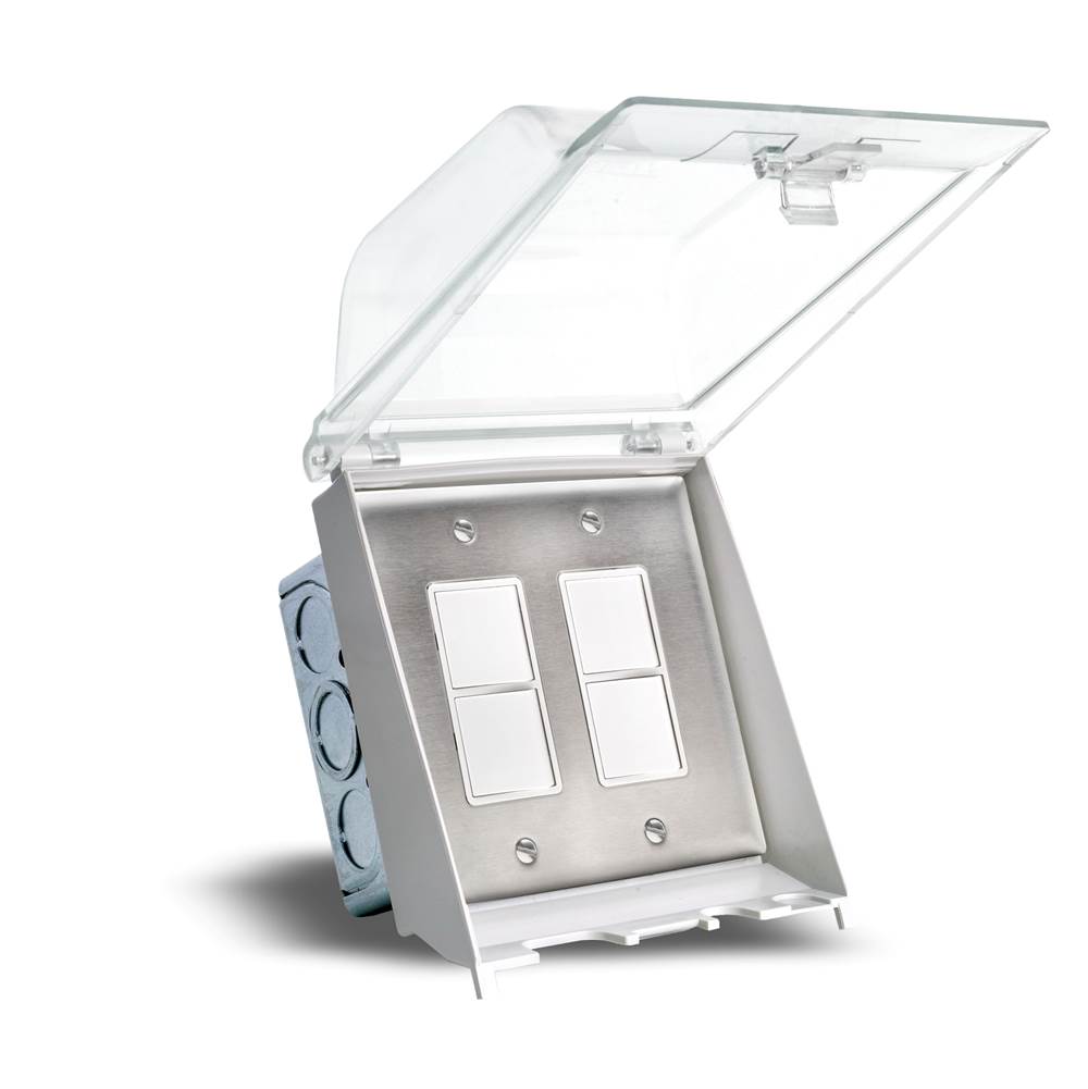 Eurofase EFDWWPS Stainless Steel Eurofase Efdwwps Flush Mount Dual Duplex Stack Switch With Weatherproof Cover And Gang Box Image 2