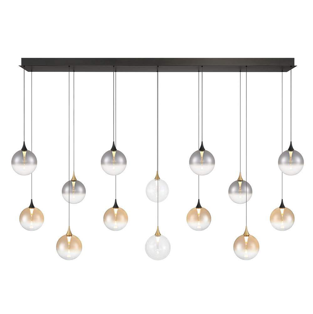 Eurofase 48940-043 Gold Black Mix Iissa, Chandelier, 14-light, 72'', Gold-black Mix, Mixed Glass Image 1