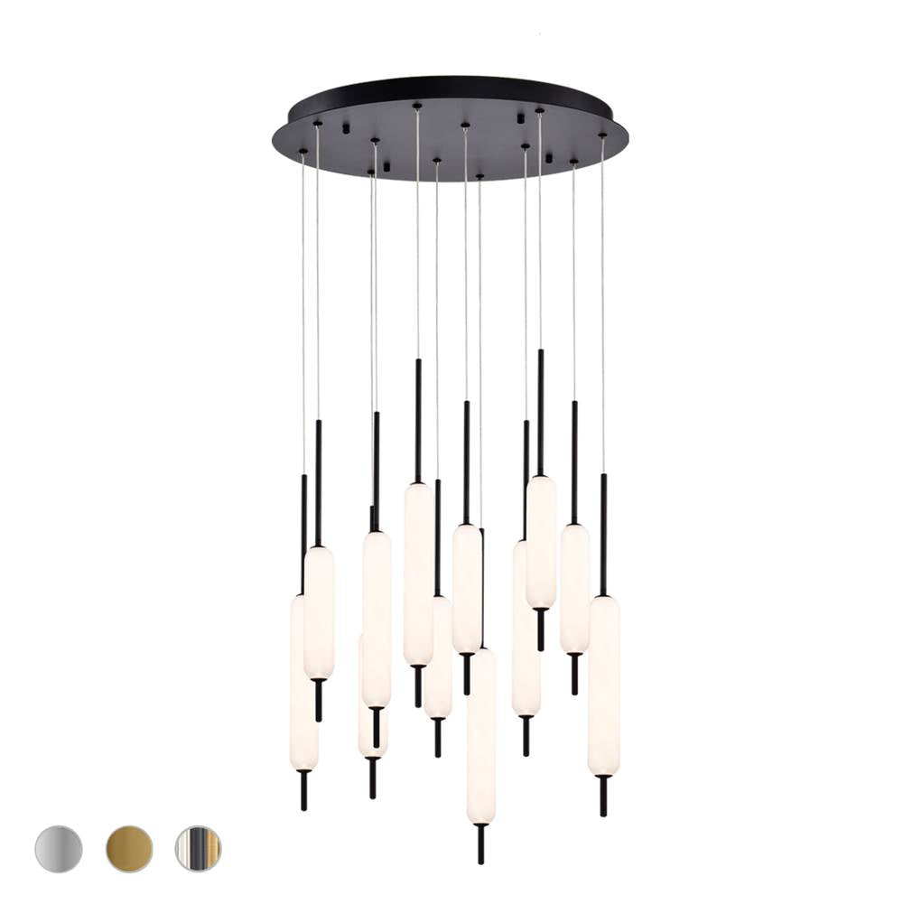 Eurofase 37235-024 Matte Black Cumberland, Chandelier, 12-light, 22'', Matte Black, White Glass Image 2