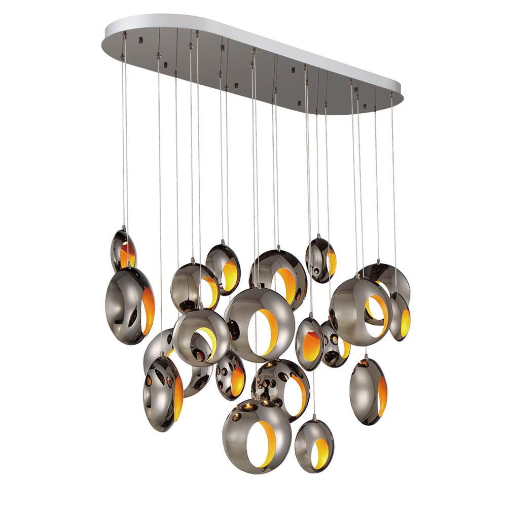 Eurofase Arlington, Chandelier, 20-light, 52'', Chrome Black, Gold Steel