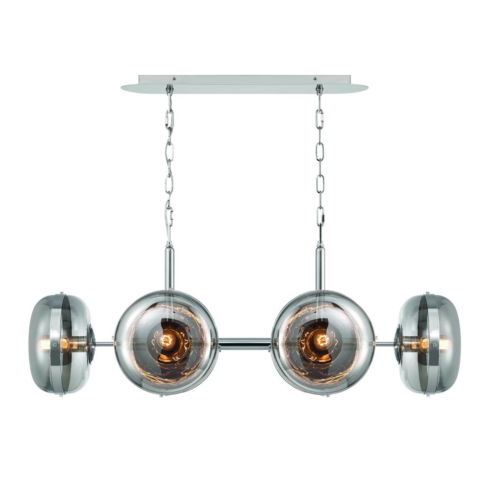 Eurofase 38130-022 Polished Nickel Nottingham, Chandelier, 6-light, 44'', Polished Nickel, Smoked Glass Image 4