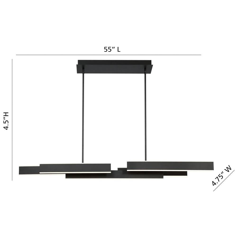 Eurofase 37065-010 Matte Black Cameno, Chandelier, 55'', Matte Black, White Acrylic Image 2