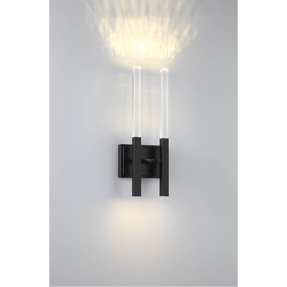 Eurofase Benicio, Wall Sconce, 2-light, 18'', Matte Black, Clear Glass