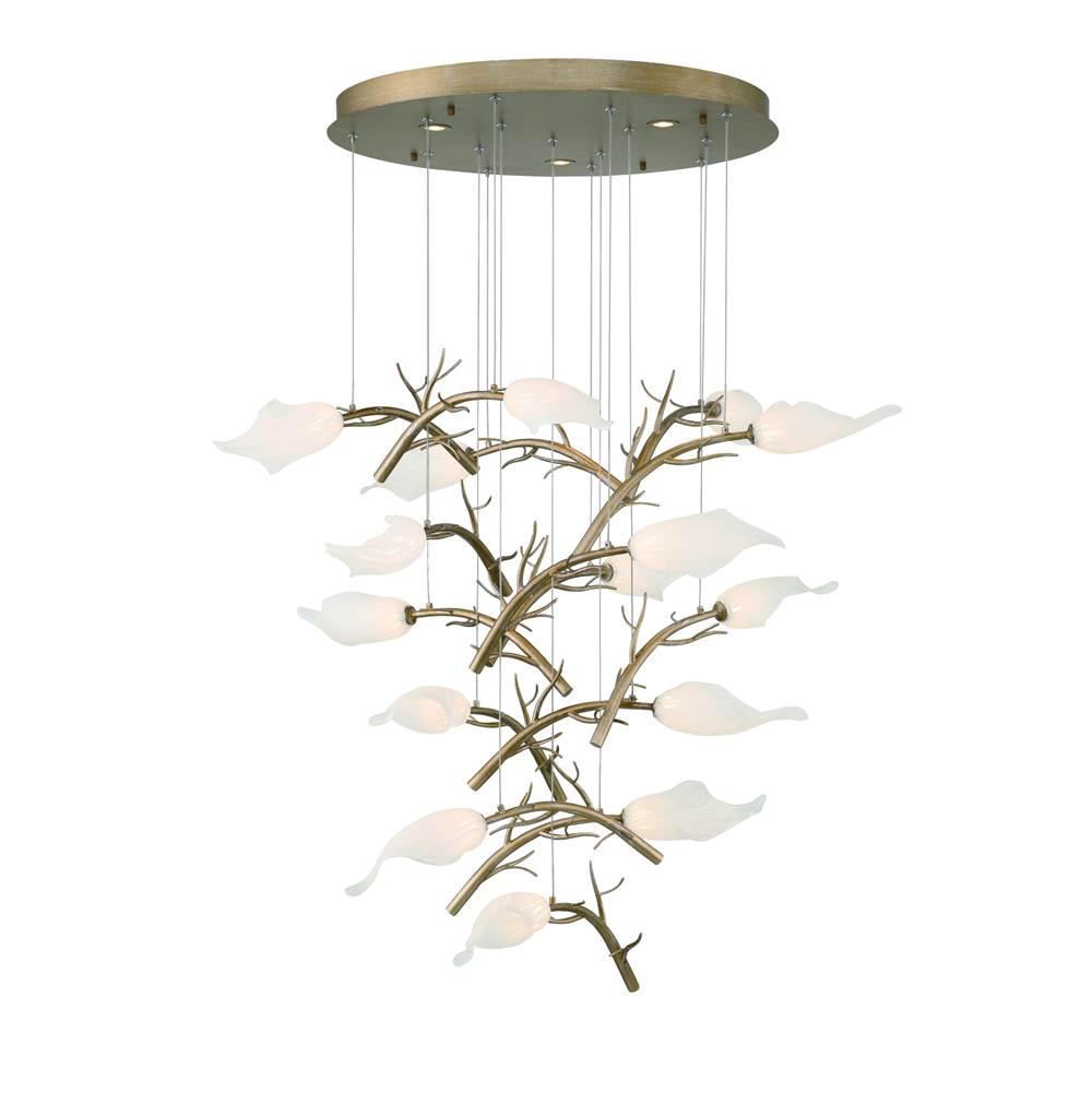 Eurofase Matera, Chandelier, 15-light, 34'', Antique Gold, White Glass