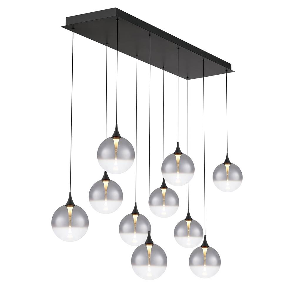 Eurofase 48933-025 Matte Black Iissa, Chandelier, 10-light, 47'', Matte Black, Smoked Glass Image 1