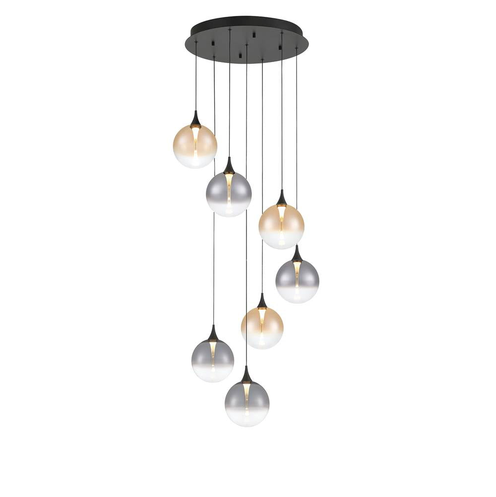 Eurofase 48929-044 Matte Black Iissa, Chandelier, 7-light, 21'', Matte Black, Mixed Glass Image 3