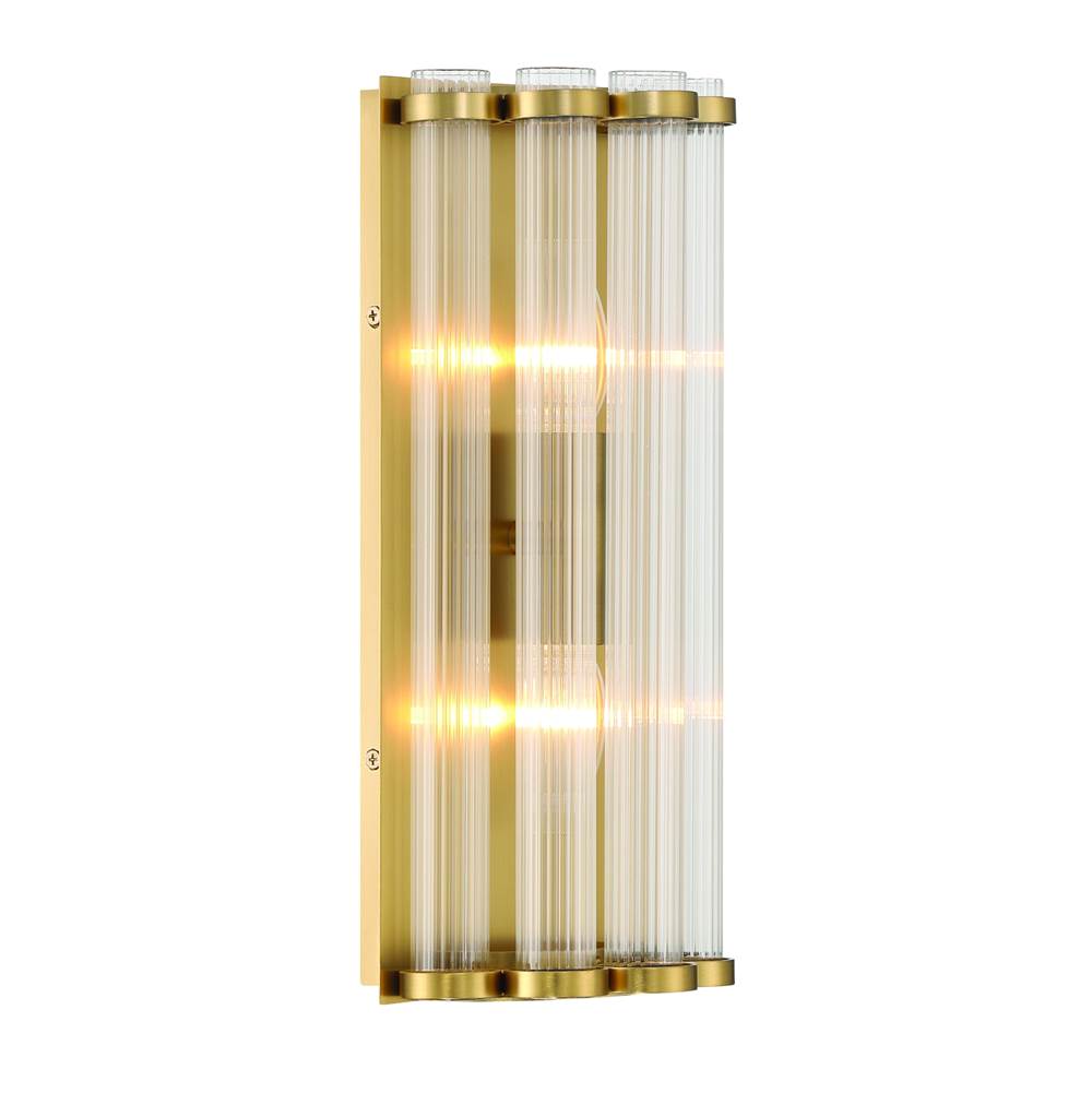 Eurofase 47241-015 Gold Glasbury, Wall Sconce, 14'', Gold, Ribbed Glass Image 4