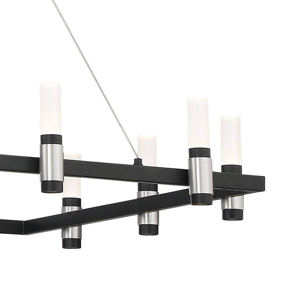 Eurofase 37048-013 Satin Nickel Black Mix Altamont, Chandelier, 18-light, 52'', Satin Nickel-black Mix, White Acrylic Image 6