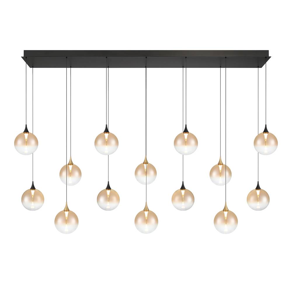 Eurofase 48940-030 Gold Black Mix Iissa, Chandelier, 14-light, 72'', Gold-black Mix, Amber Glass Image 6