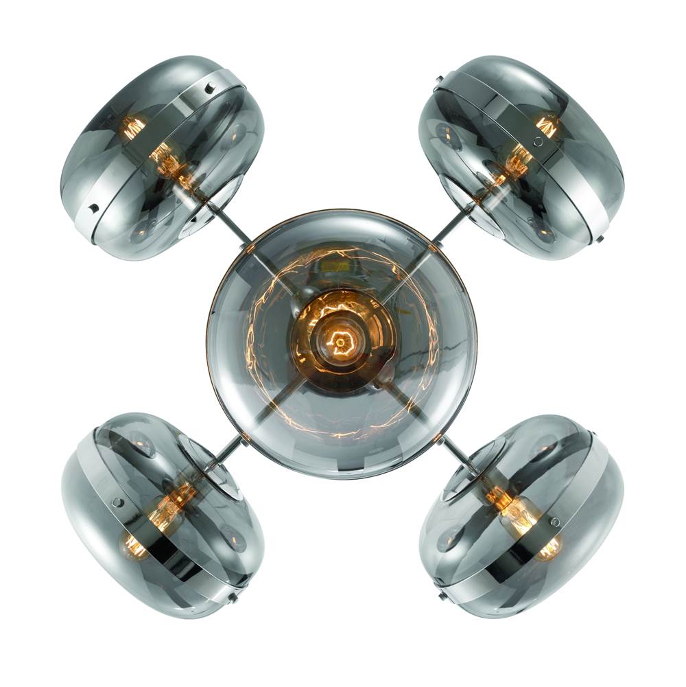 Eurofase 38129-025 Polished Nickel Nottingham, Chandelier, 5-light, 28'', Polished Nickel, Smoked Glass Image 3