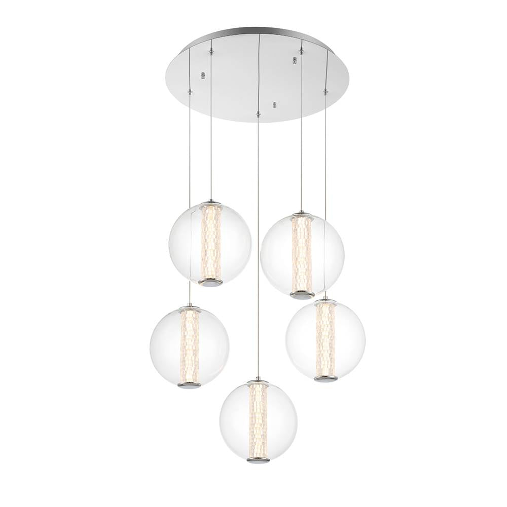 Eurofase 45737-015 Chrome Atomo, Chandelier, 5-light, 26'', Chrome, Clear Glass Image 3