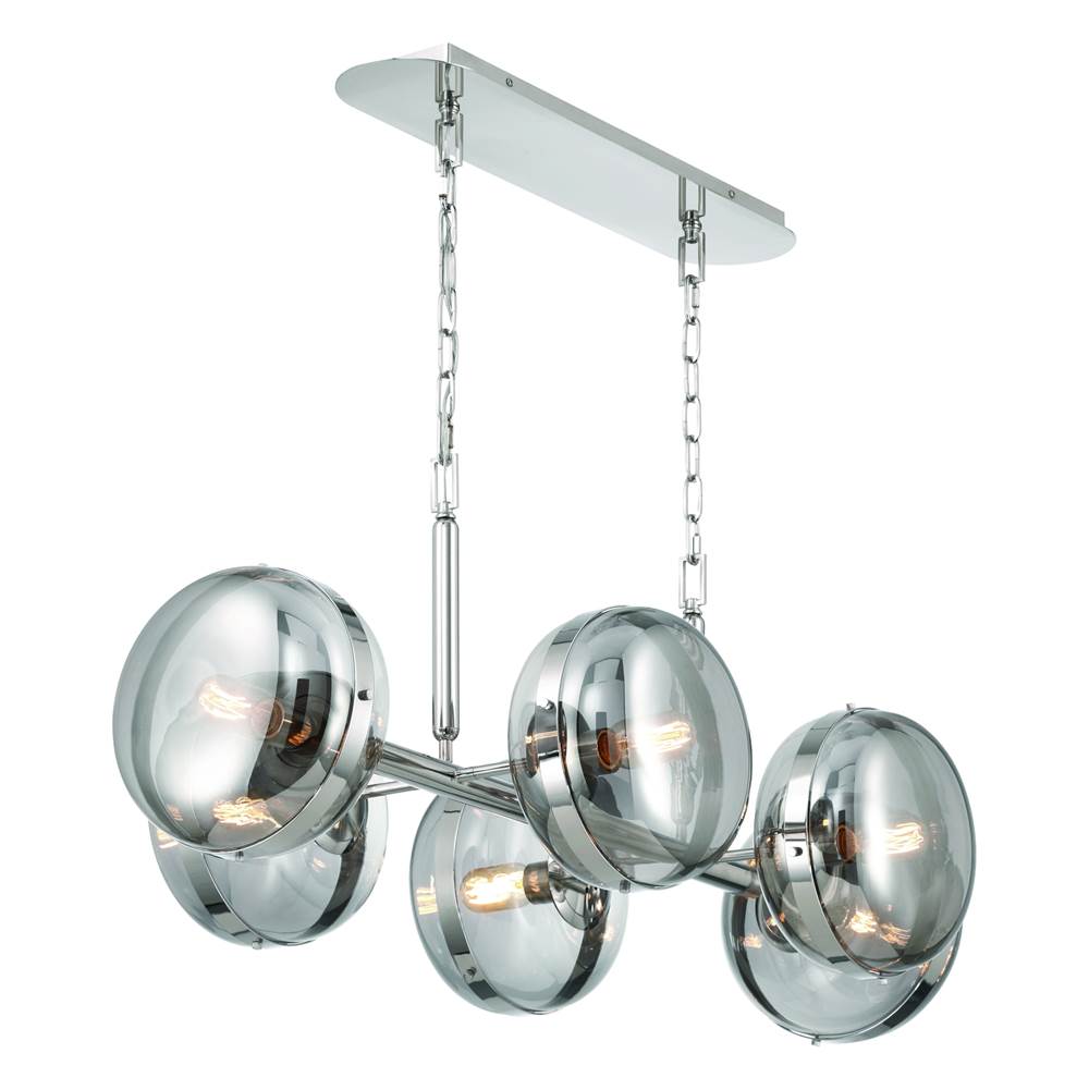 Eurofase 38130-022 Polished Nickel Nottingham, Chandelier, 6-light, 44'', Polished Nickel, Smoked Glass Image 3