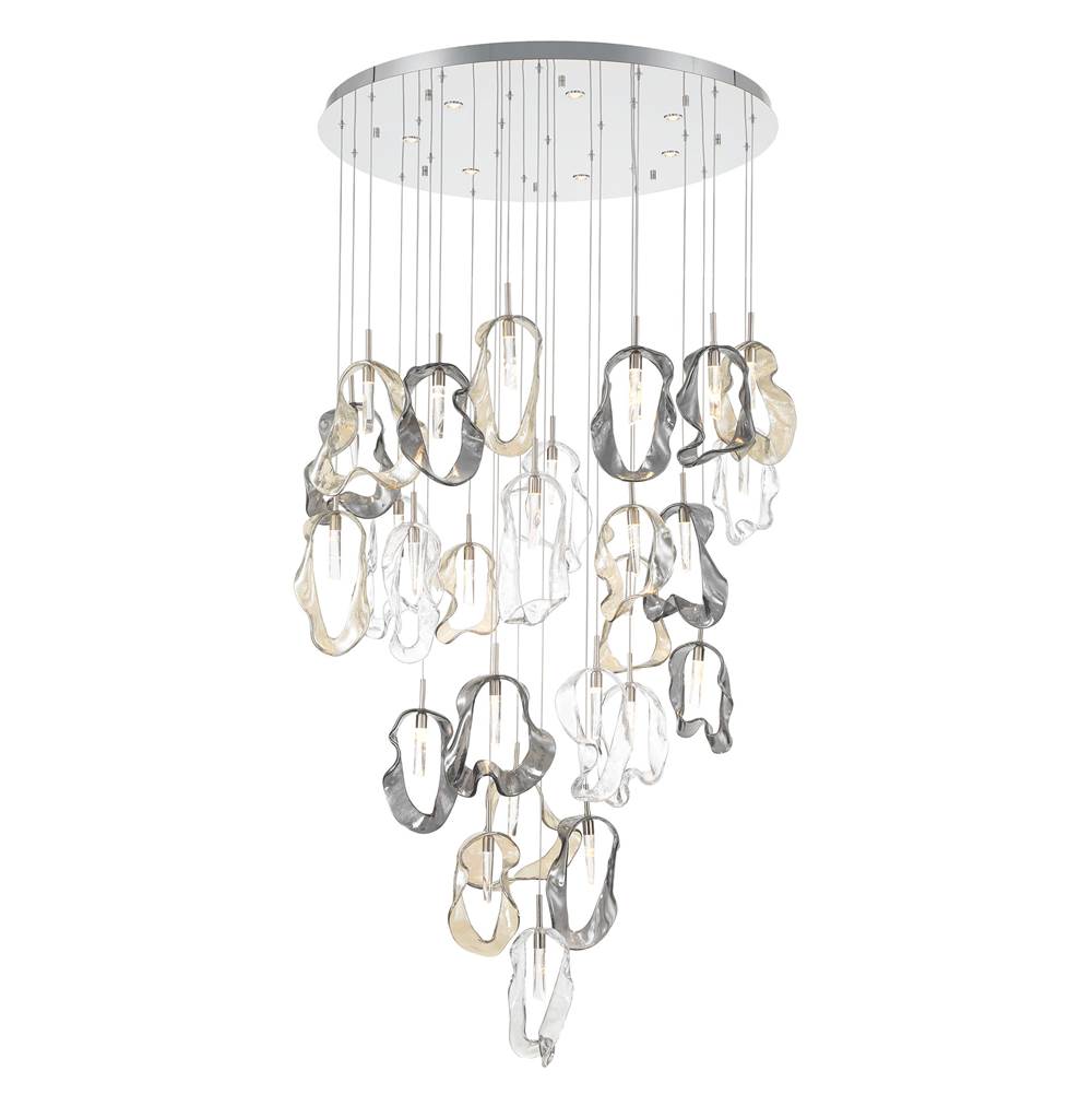 Eurofase 49238-020 Polished Nickel Norah, Chandelier, 26-light, 39'', Polished Nickel, Mixed Glass Image 1